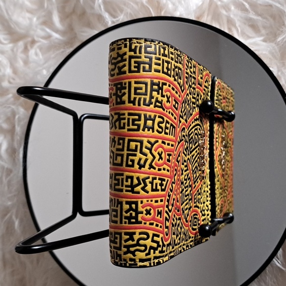 Coach NWTs Disney Mickey Maze Keith Haring Leather Snap Wallet Yellow Red - Picture 6 of 12